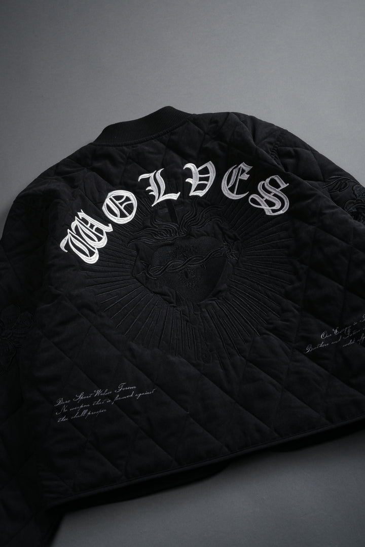 Sacred Wolves Boxy Darco Quilted Jacket in Black