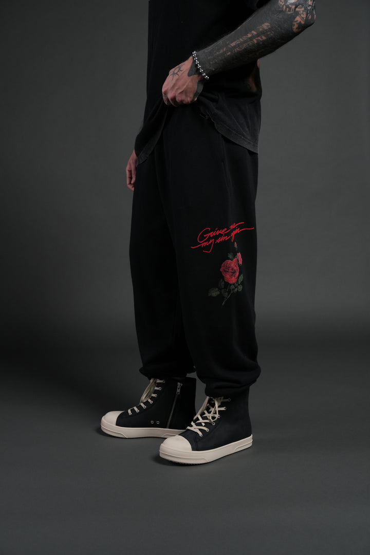 Sin Again Unisex Lightweight Lounger Sweat Pants in Black