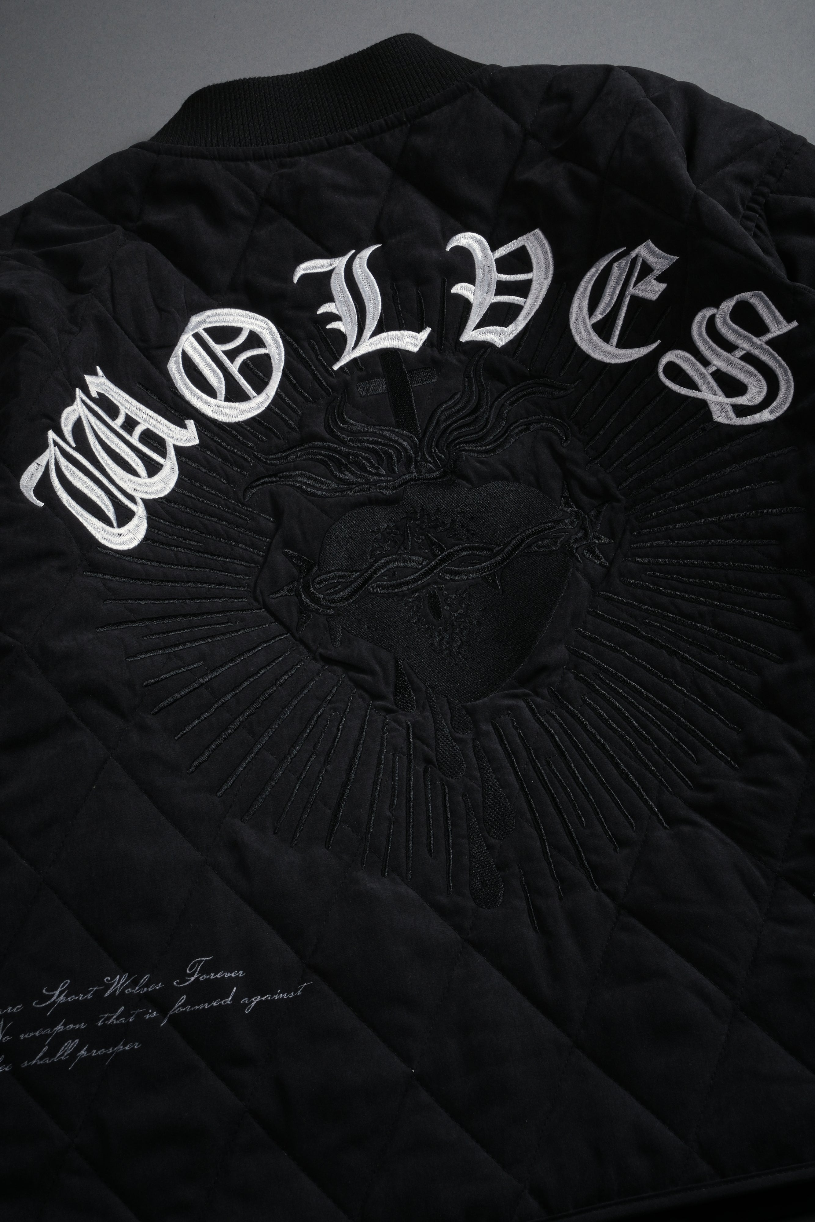 Sacred Wolves Boxy Darco Quilted Jacket in Black