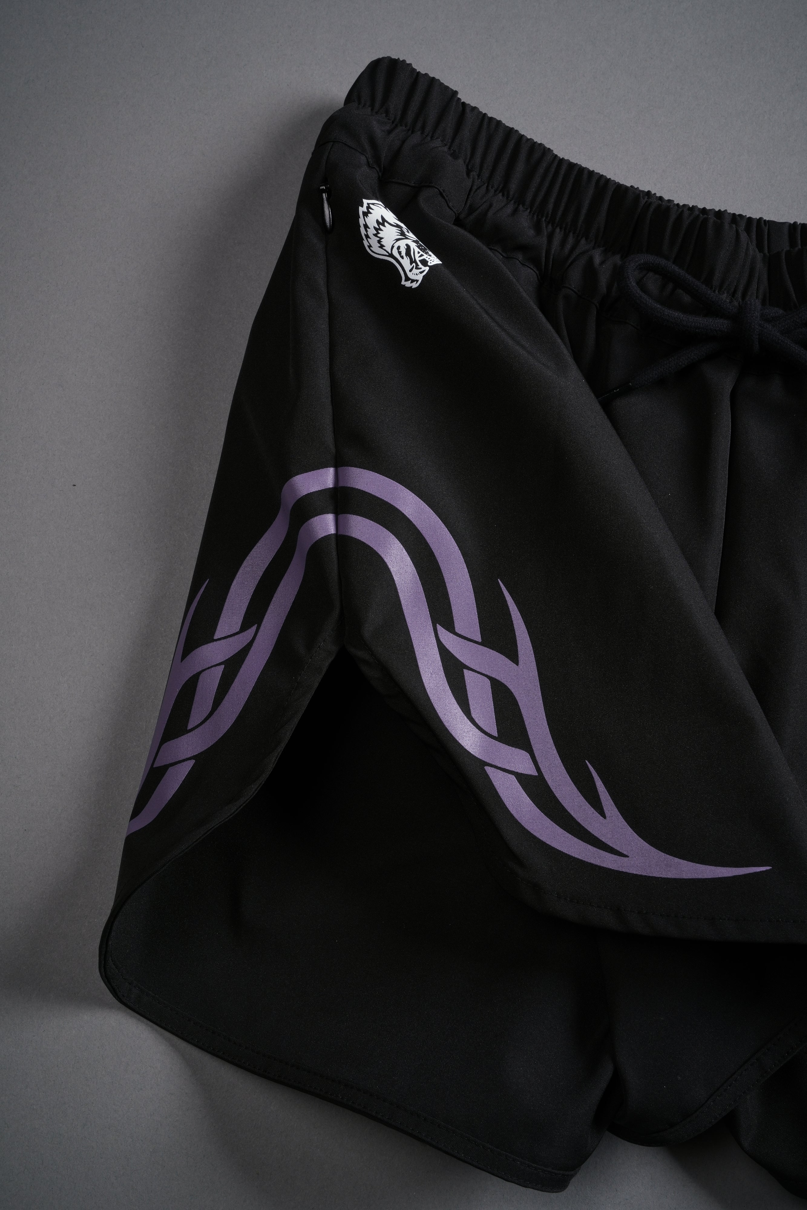 Dual Finite Code She Nadia Track Shorts in Black