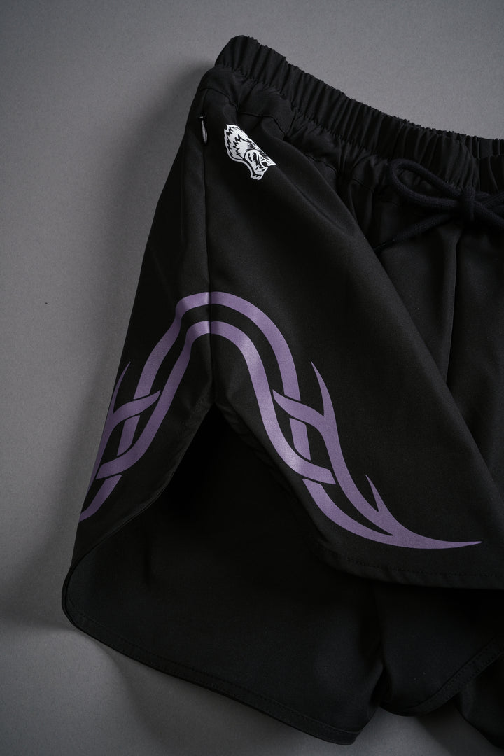 Dual Finite Code She Nadia Track Shorts in Black