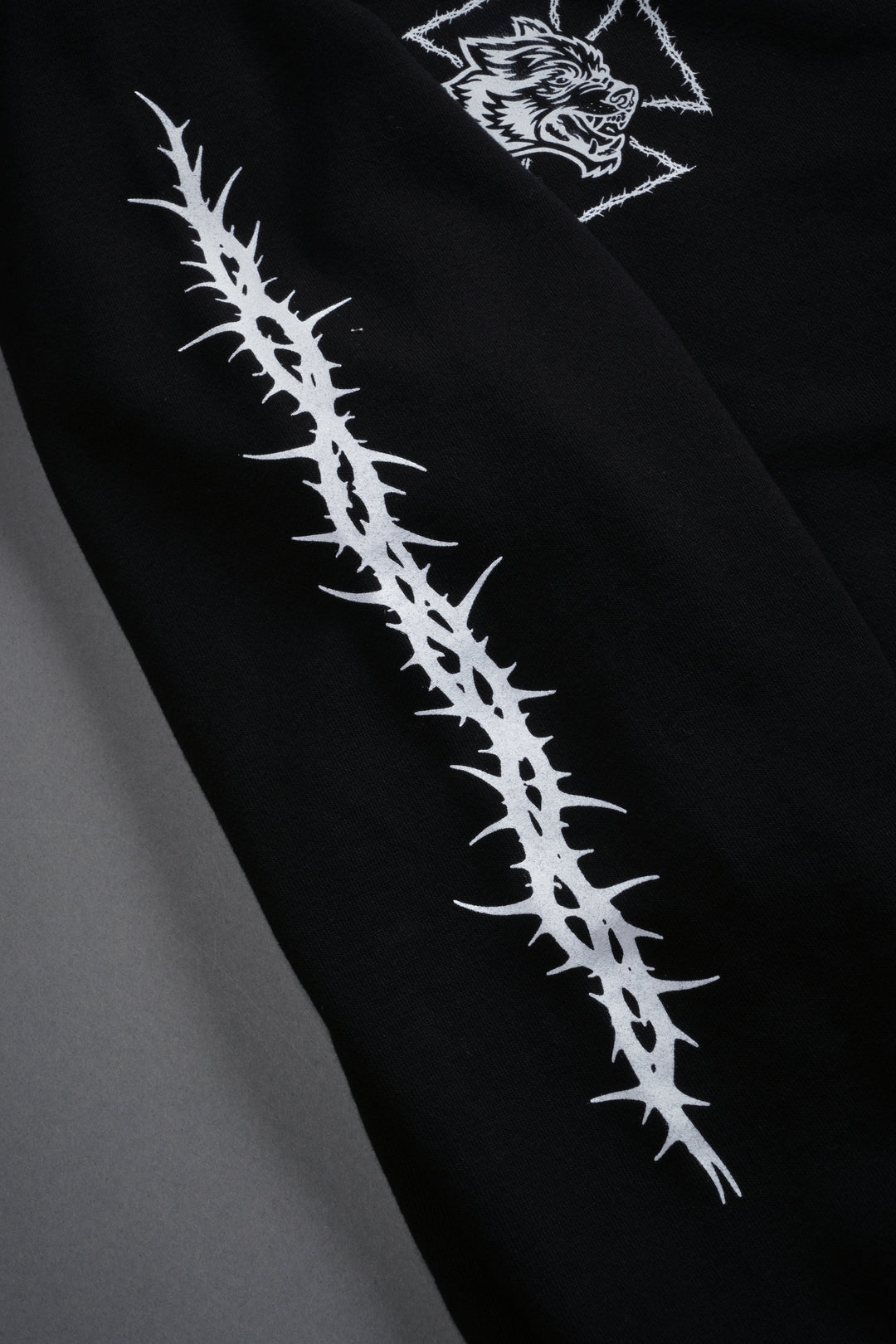 Ascend Distressed Grunge Mid Length Raw Hem Zip Hoodie in Black