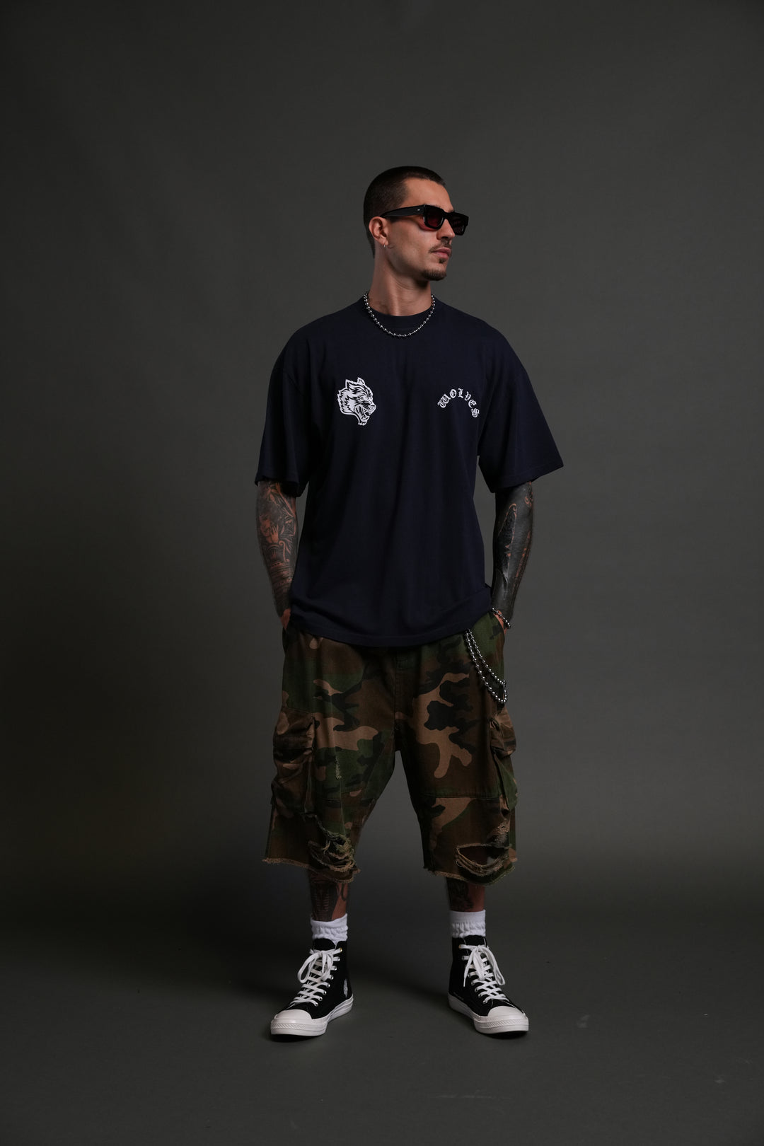 With Credence V2 "Premium" Oversized Tee in Navy