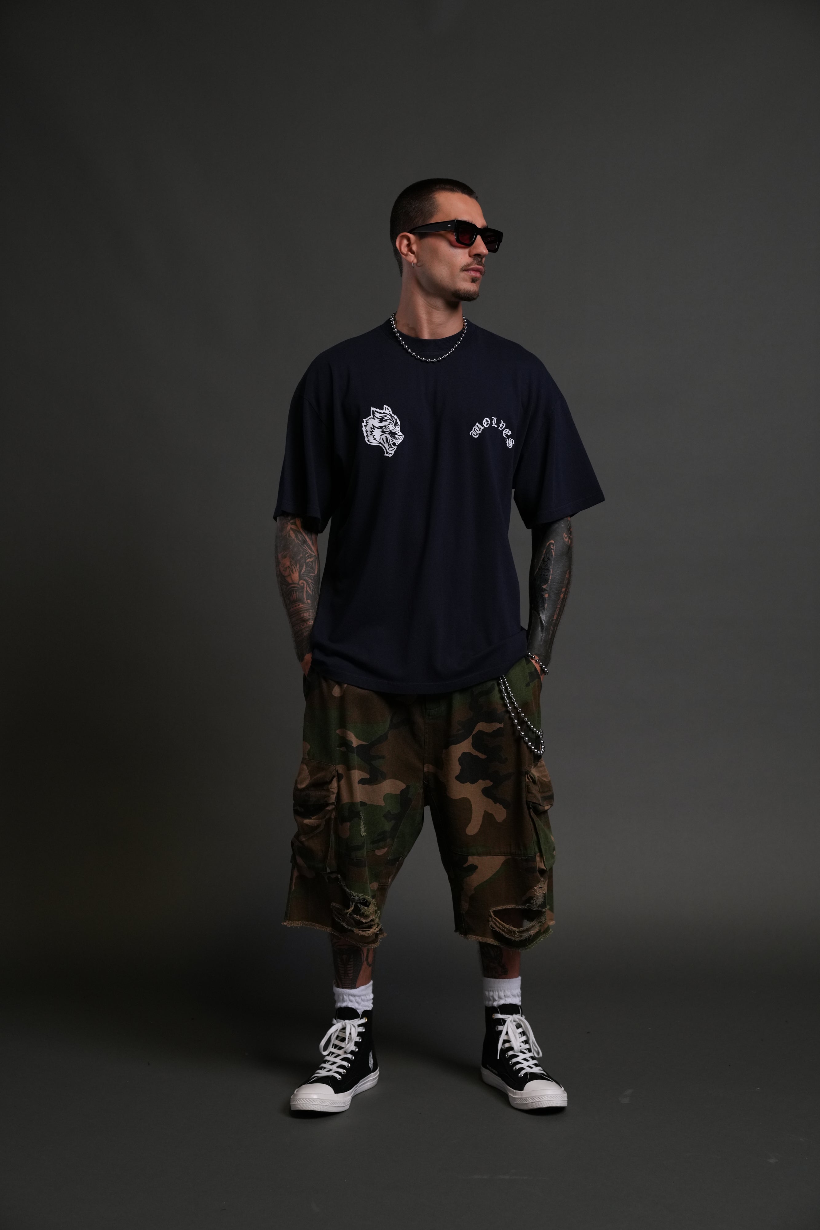 With Credence V2 "Premium" Oversized Tee in Navy