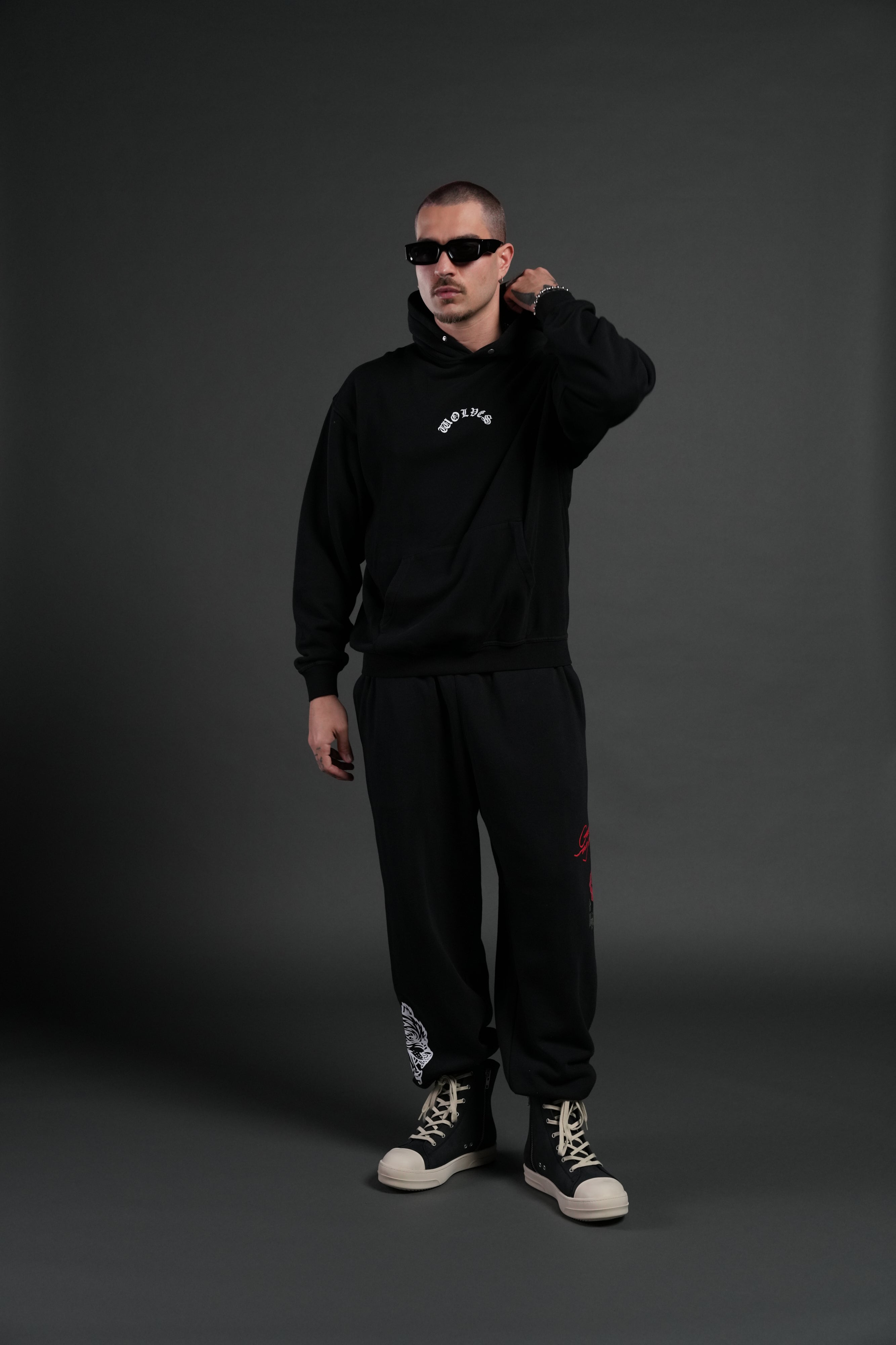 Crossed Hearts "Pierce" Hoodie in Black