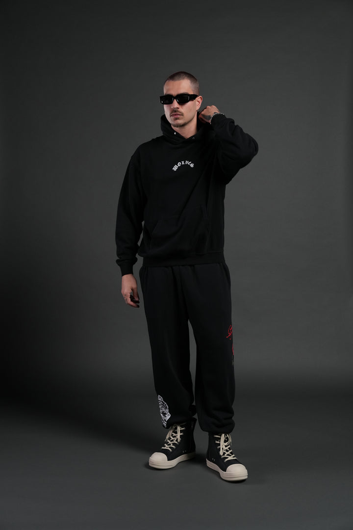 Crossed Hearts "Pierce" Hoodie in Black