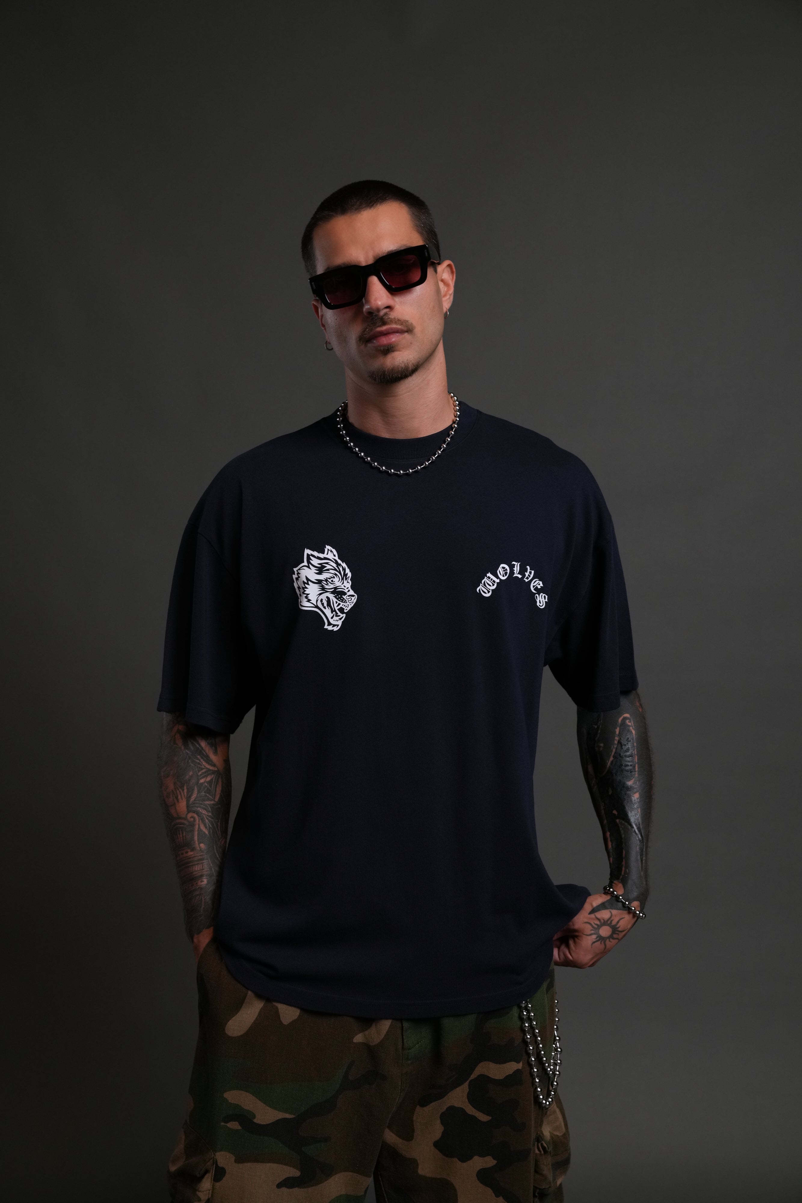 With Credence V2 "Premium" Oversized Tee in Navy