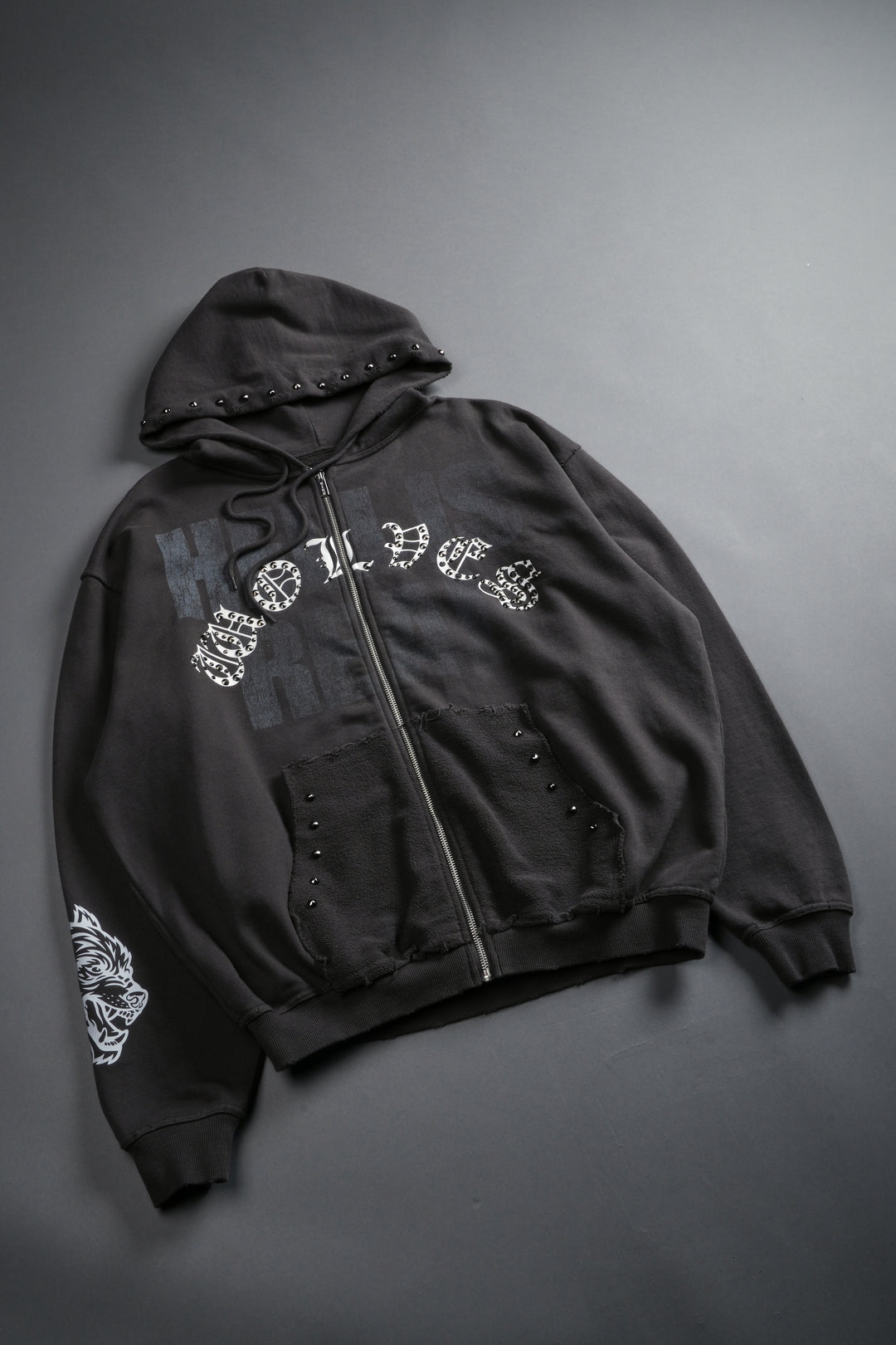 Hell is Real Grunge "Moatis" Zip Hoodie in Wolf Gray