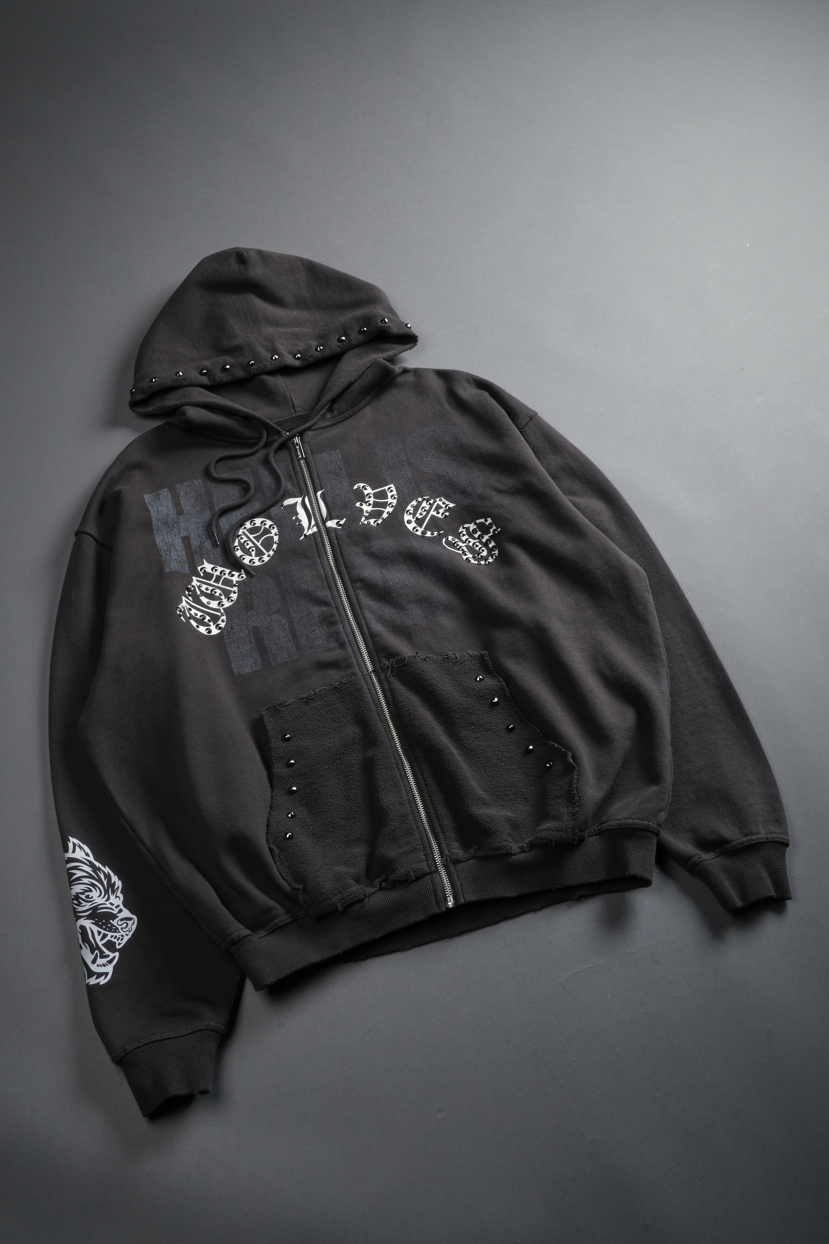 Hell is Real Grunge "Moatis" Zip Hoodie in Wolf Gray