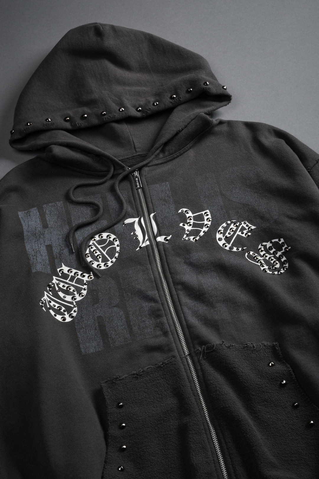 Hell is Real Grunge "Moatis" Zip Hoodie in Wolf Gray