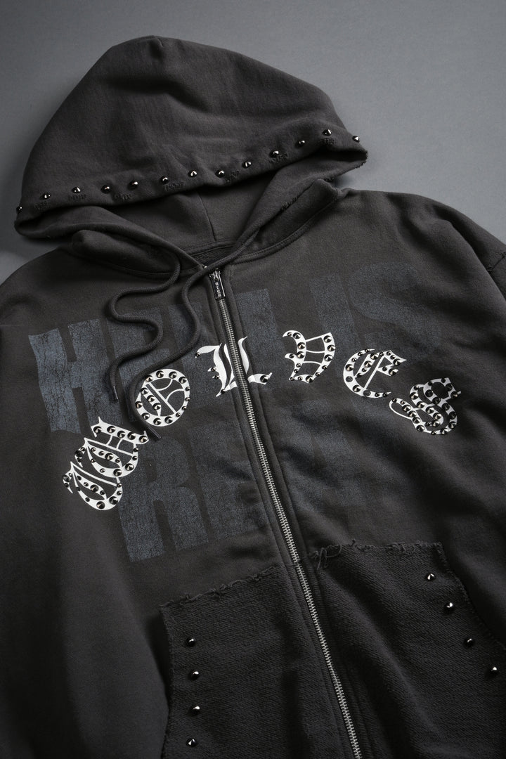 Hell is Real Grunge "Moatis" Zip Hoodie in Wolf Gray