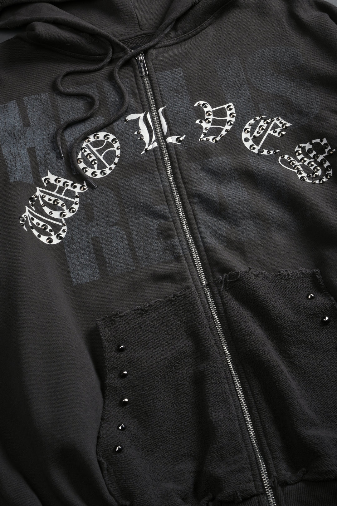Hell is Real Grunge "Moatis" Zip Hoodie in Wolf Gray