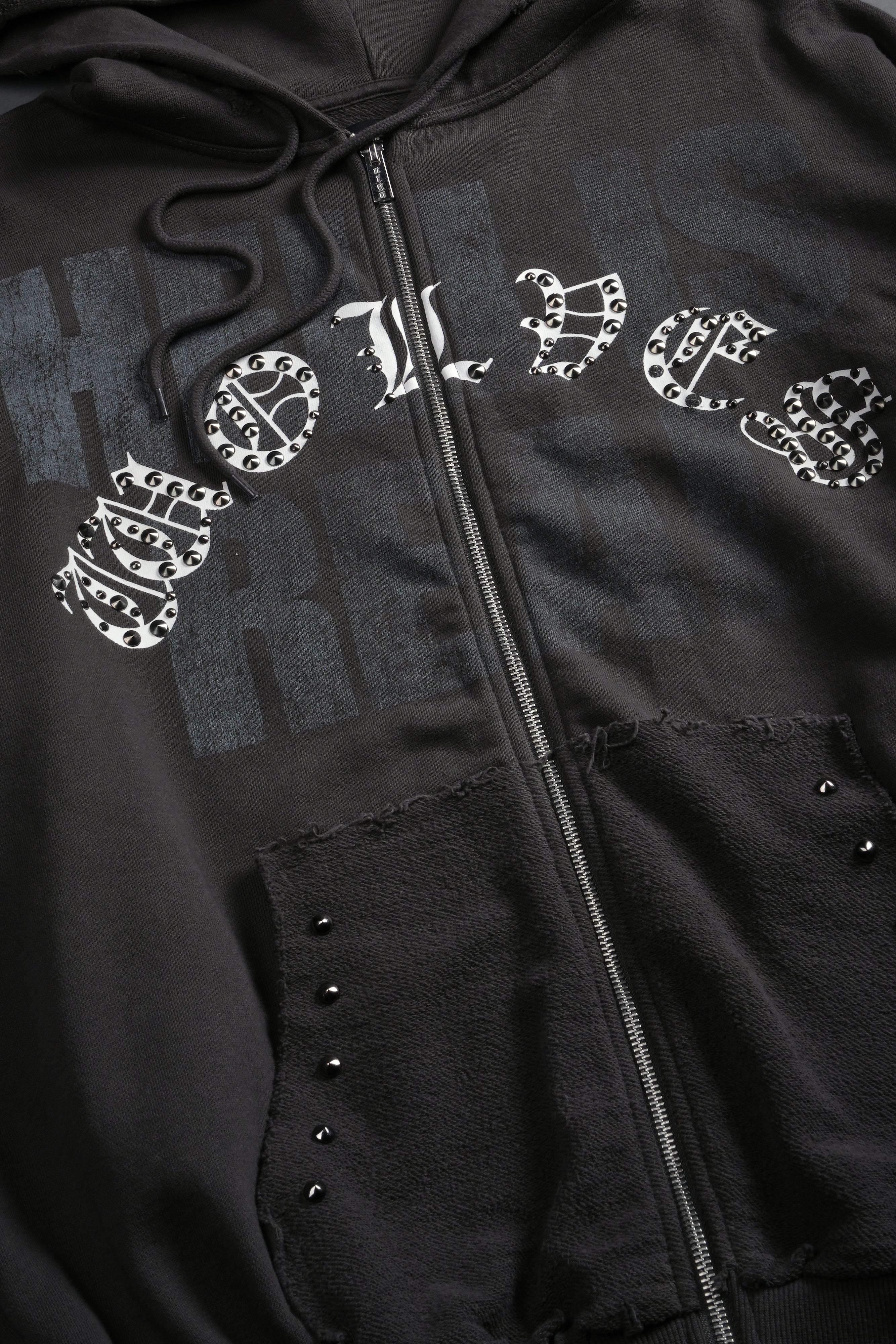 Hell is Real Grunge "Moatis" Zip Hoodie in Wolf Gray
