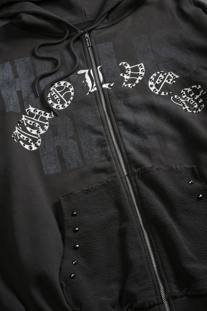 Hell is Real Grunge "Moatis" Zip Hoodie in Wolf Gray