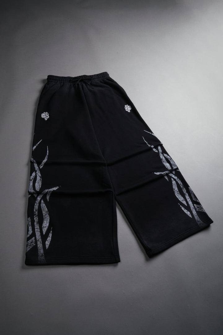 Finite Flame She Mia Cargo Sweat Pants in Black Drift Wash