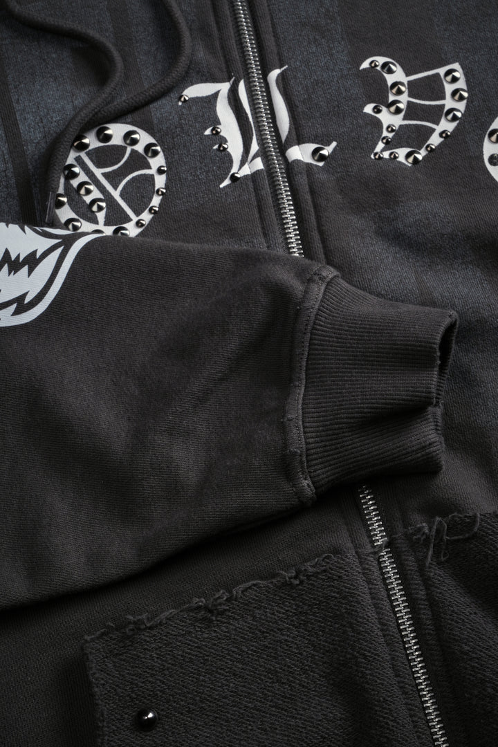 Hell is Real Grunge "Moatis" Zip Hoodie in Wolf Gray