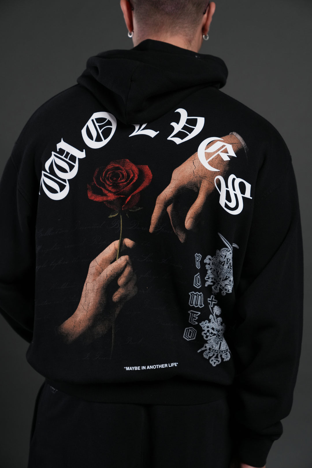 Crossed Hearts "Pierce" Hoodie in Black