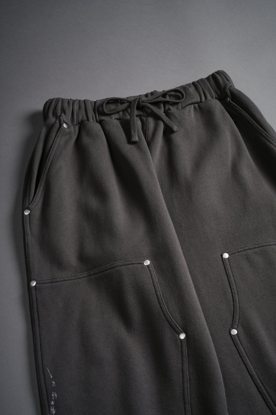 Finite Flame Rivet Fleece Sweat Pants in Wolf Gray