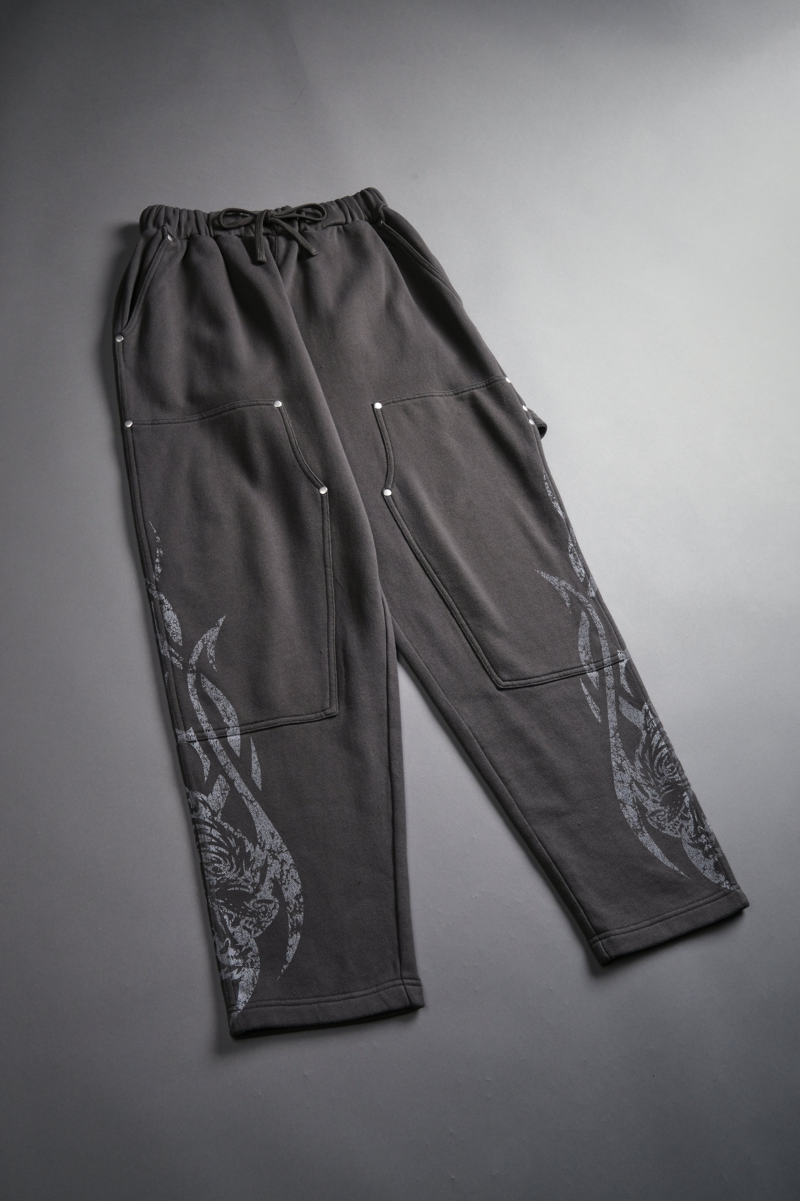 Finite Flame Rivet Fleece Sweat Pants in Wolf Gray