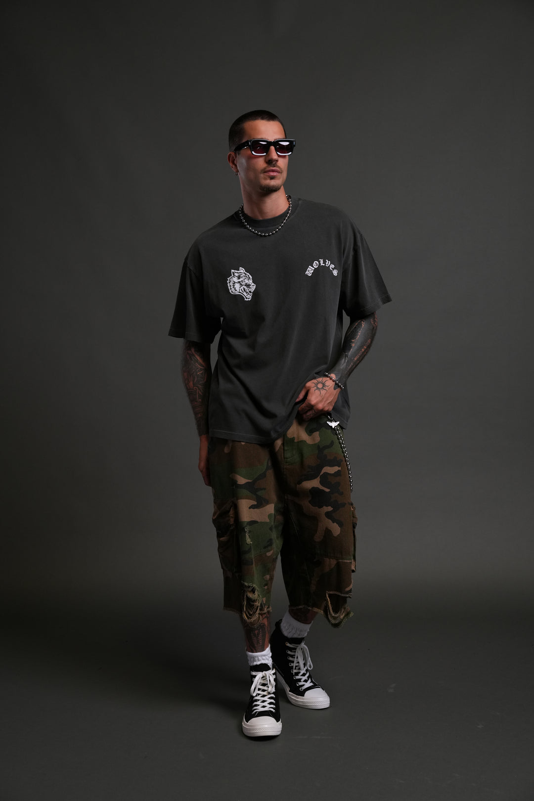 With Credence V2 "Premium" Oversized Tee in Wolf Gray