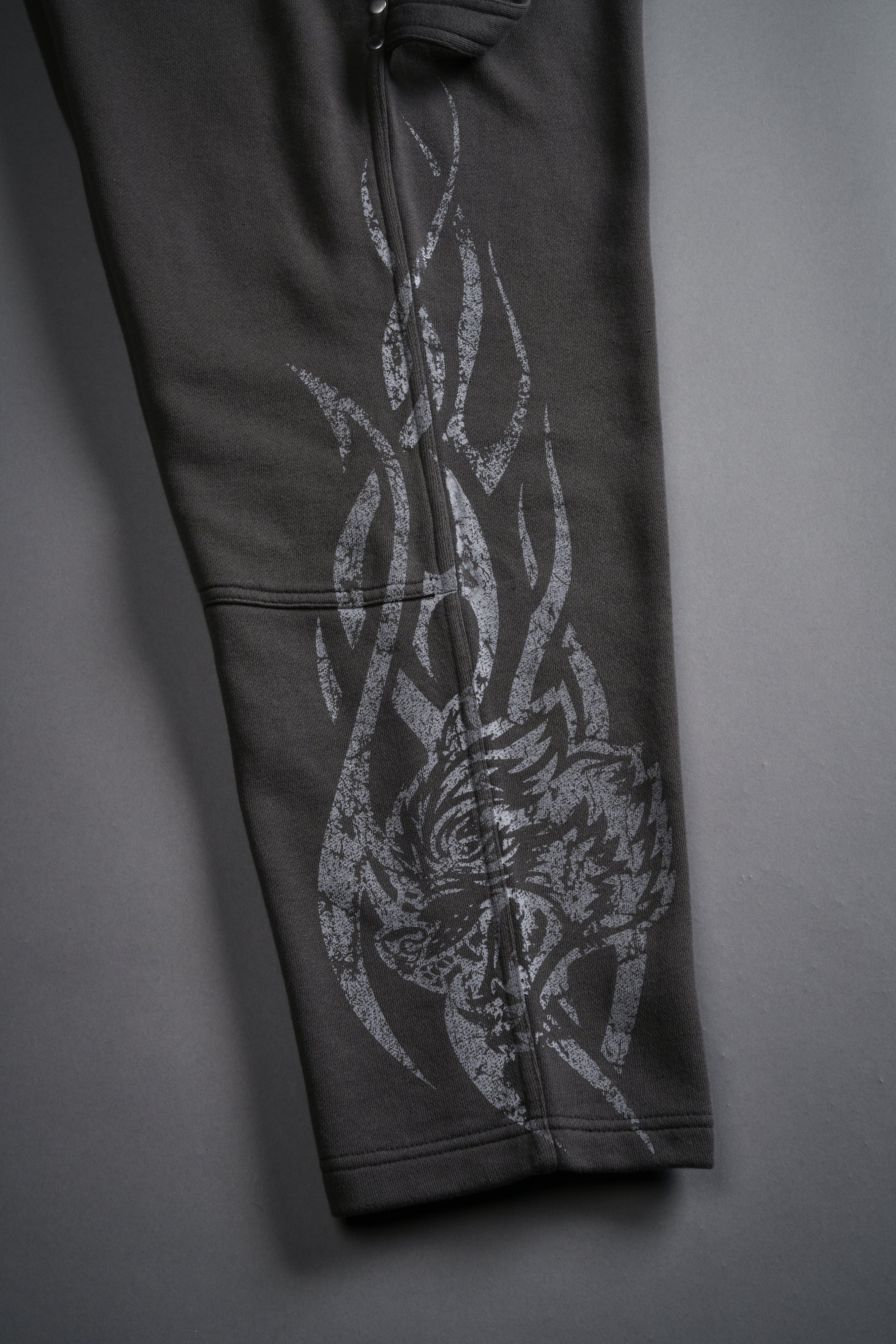 Finite Flame Rivet Fleece Sweat Pants in Wolf Gray