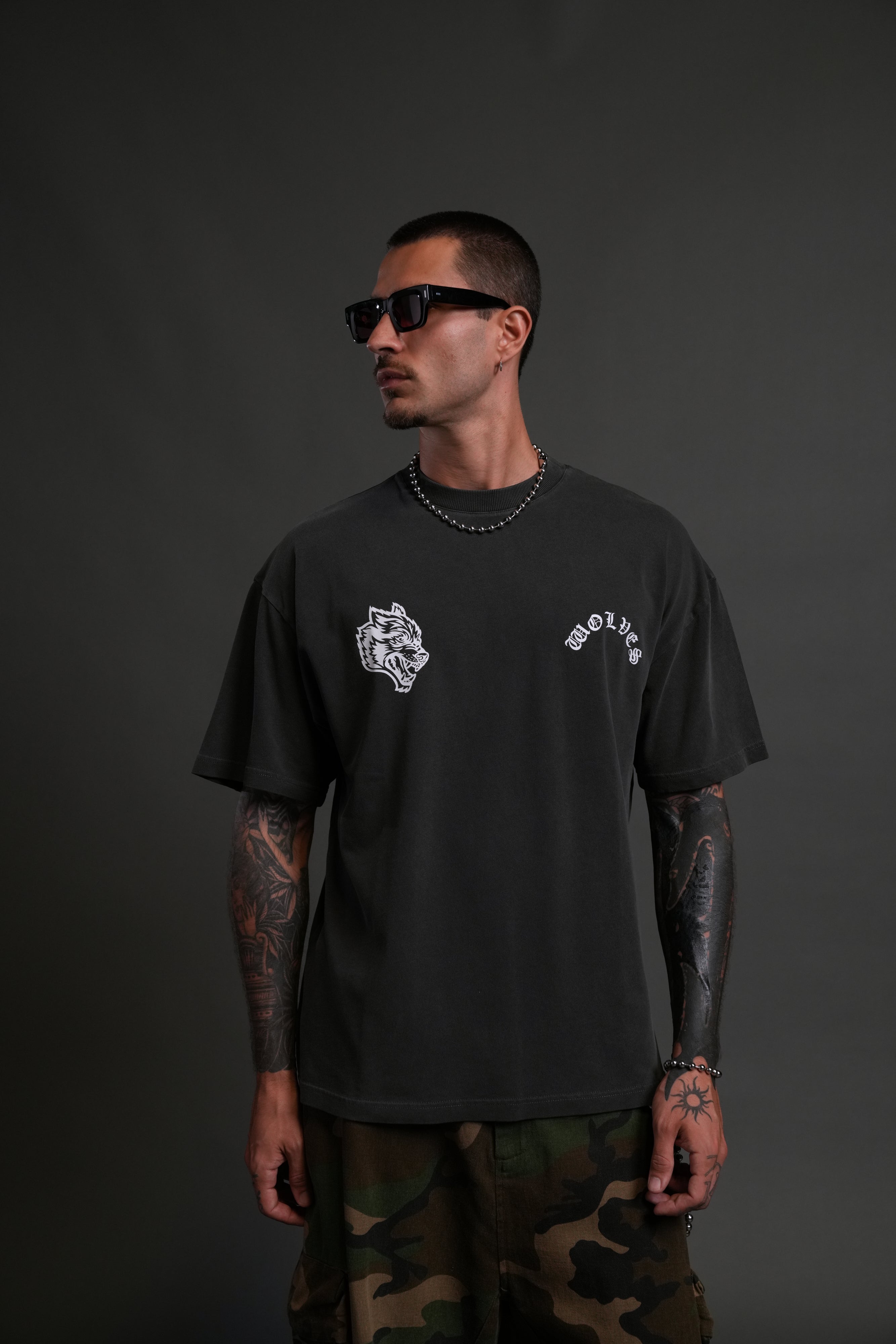 With Credence V2 "Premium" Oversized Tee in Wolf Gray