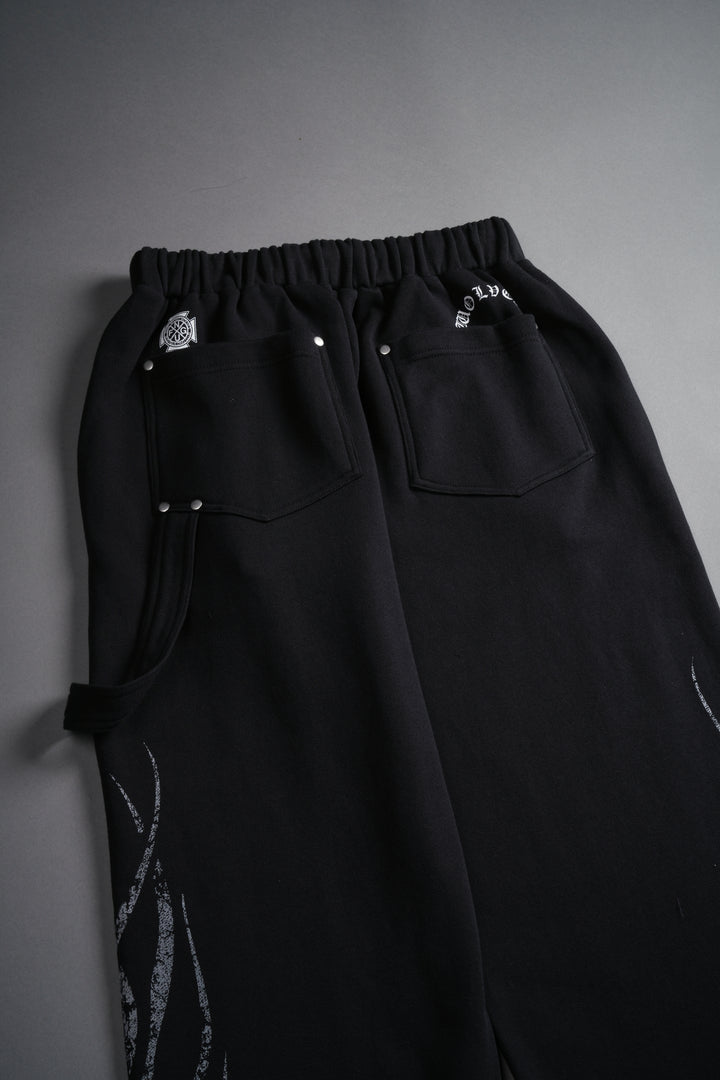 Finite Flame Rivet Fleece Sweat Pants in Black