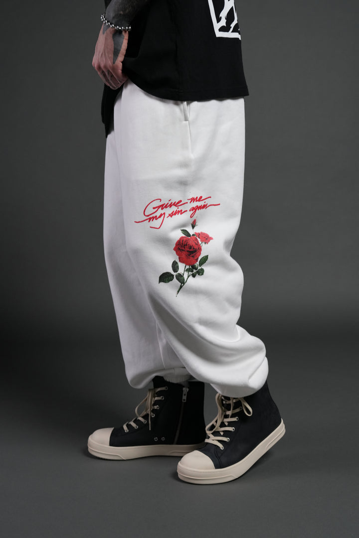 Sin Again Unisex Lightweight Lounger Sweat Pants in Cream