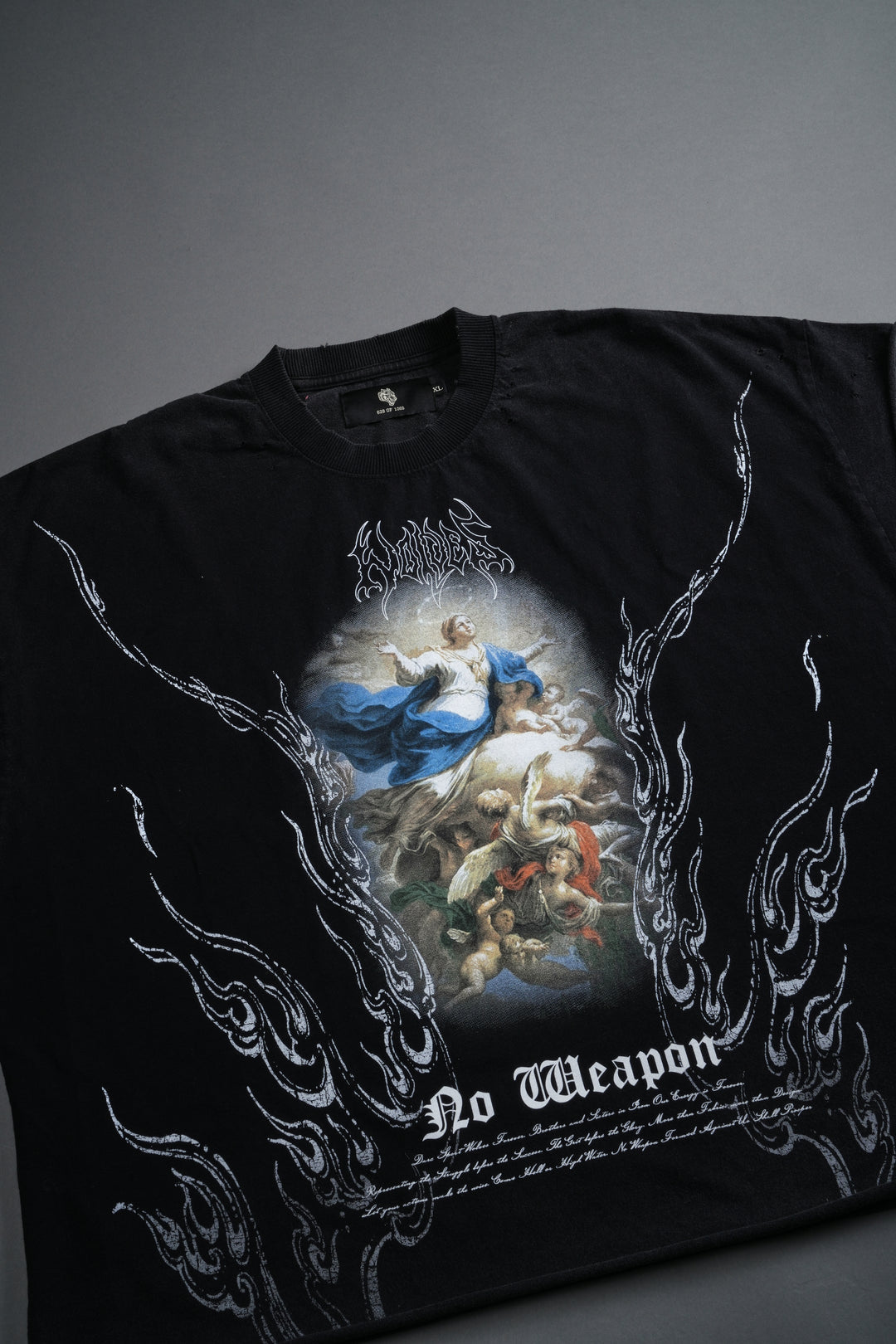 Rise Above Distressed Grunge Cut-Off Tee in Black