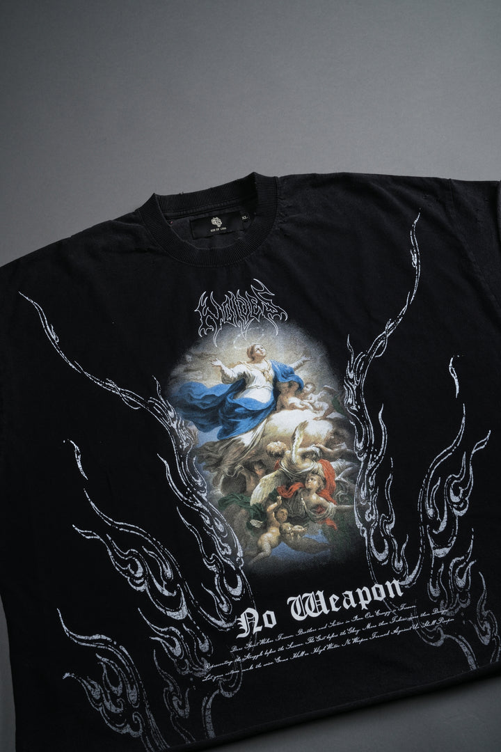 Rise Above Distressed Grunge Cut-Off Tee in Black