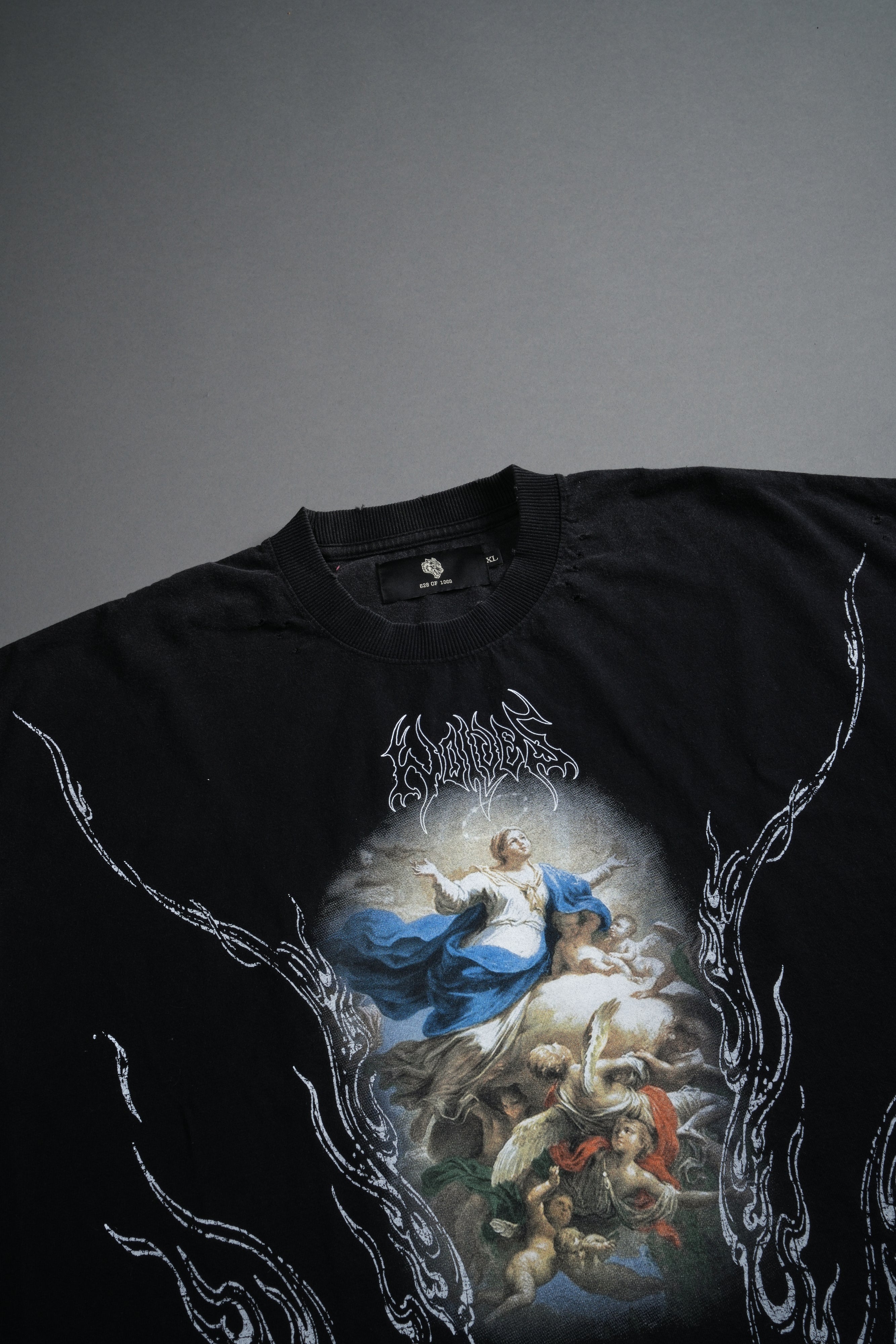 Rise Above Distressed Grunge Cut-Off Tee in Black