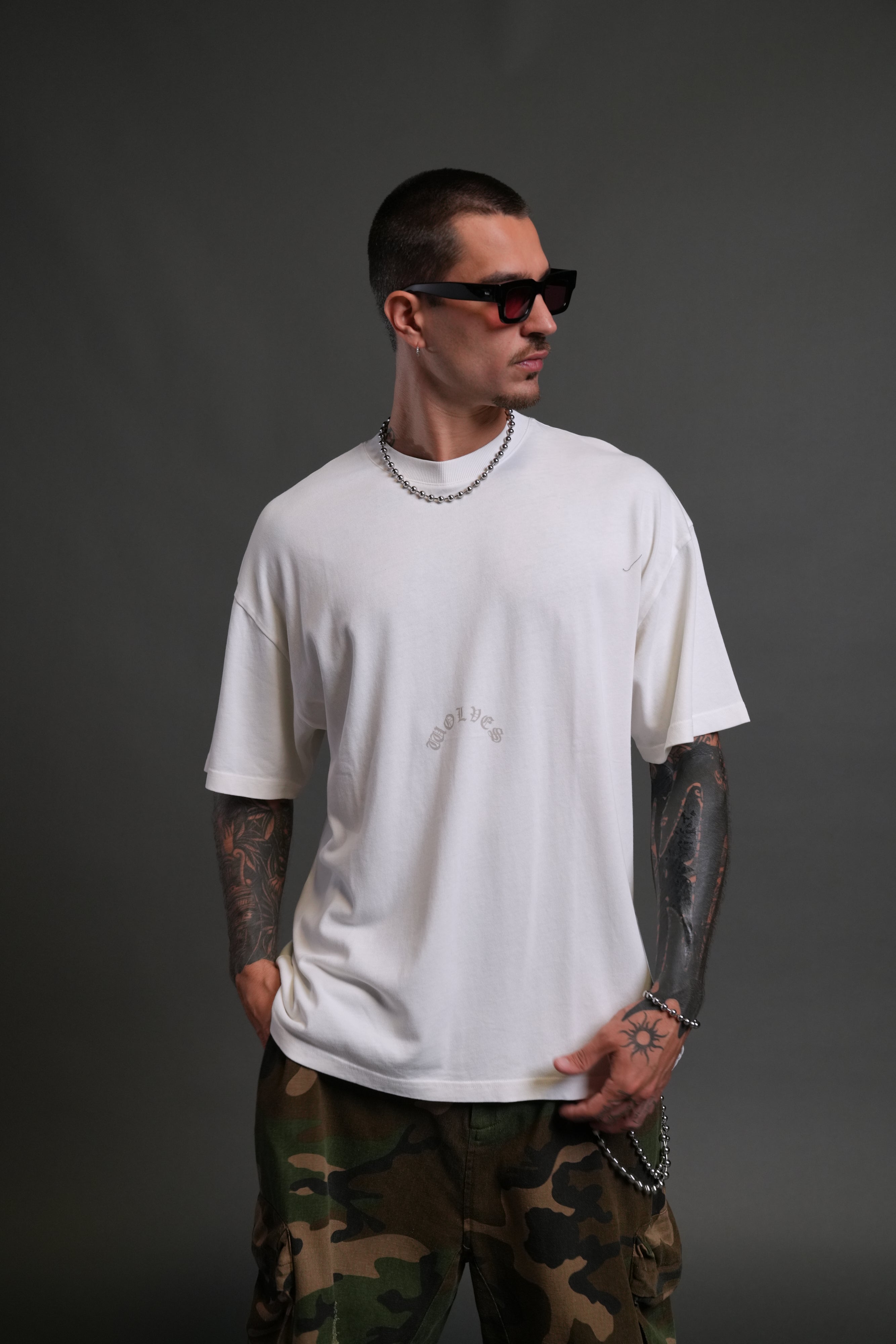 The Wolves & The Moth "Premium" Oversized Tee in Cream