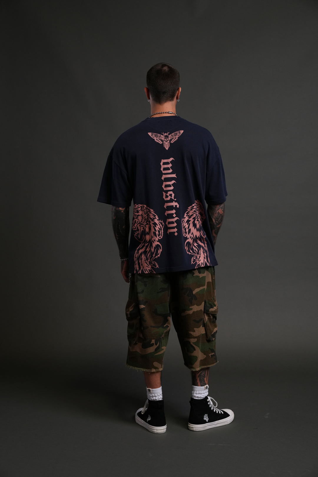 The Wolves & The Moth "Premium" Oversized Tee in Navy