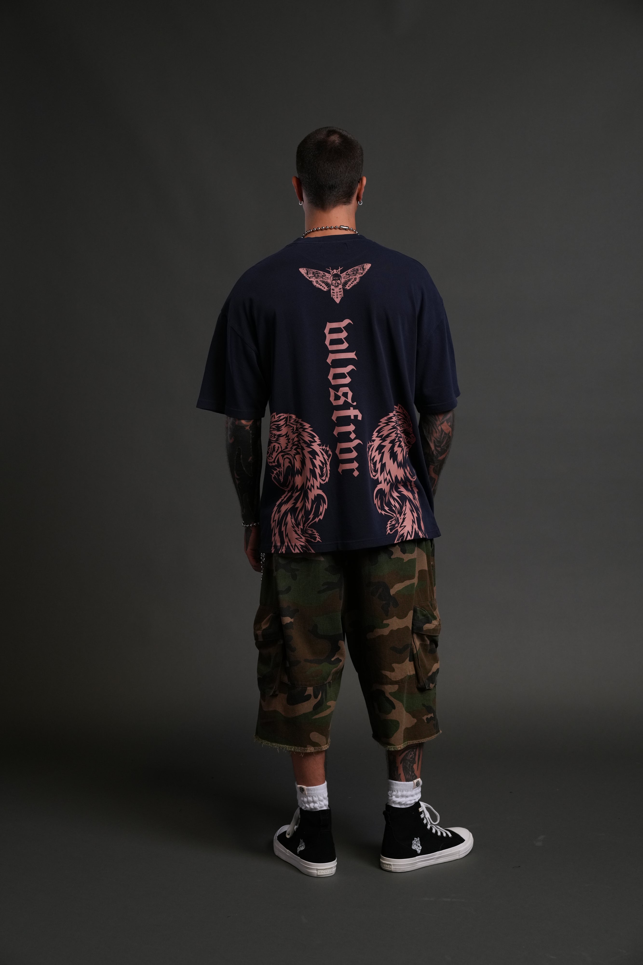 The Wolves & The Moth "Premium" Oversized Tee in Navy