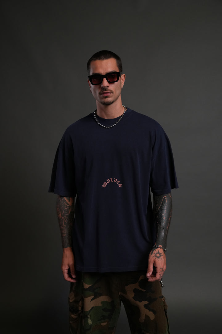 The Wolves & The Moth "Premium" Oversized Tee in Navy