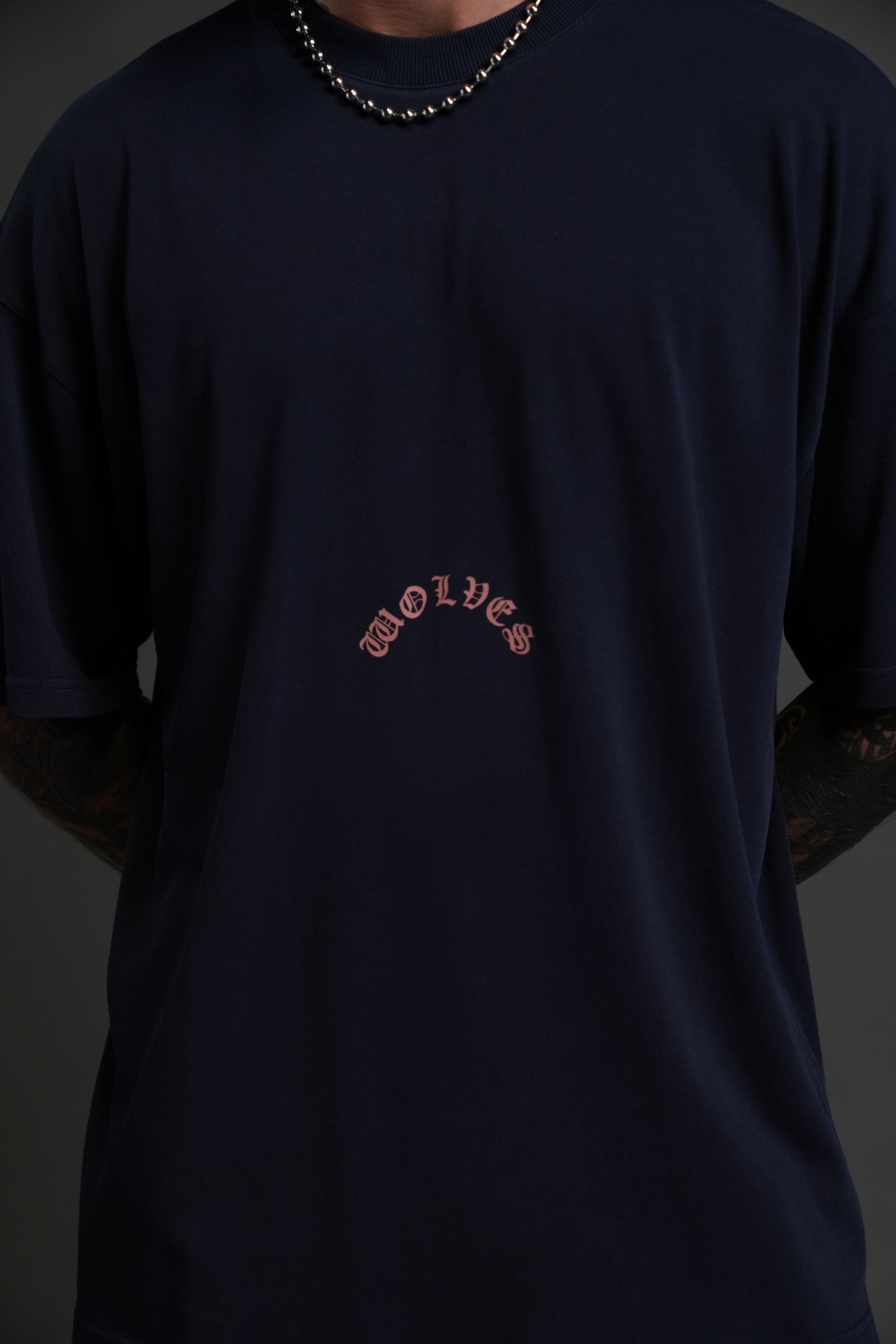 The Wolves & The Moth "Premium" Oversized Tee in Navy