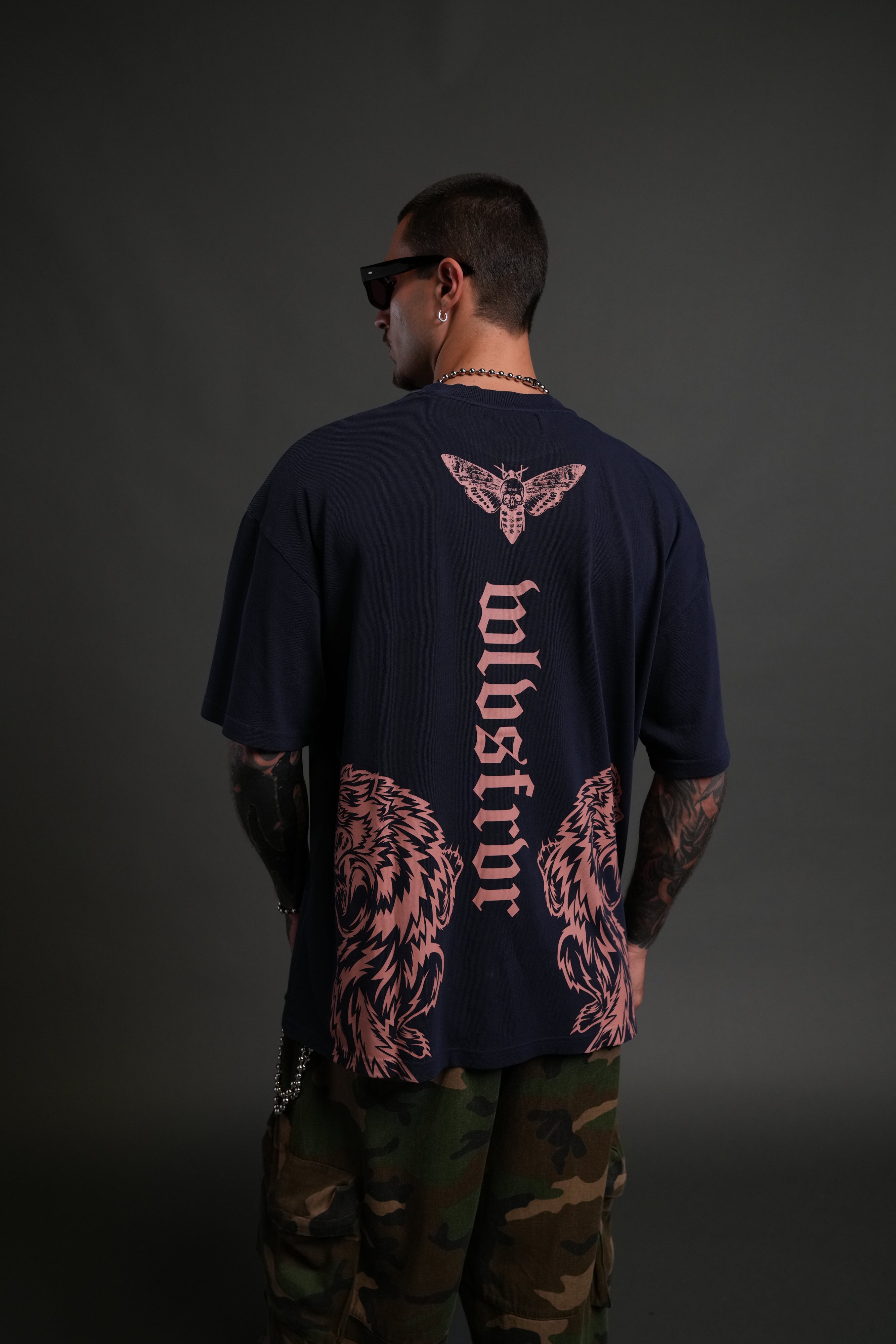 The Wolves & The Moth "Premium" Oversized Tee in Navy