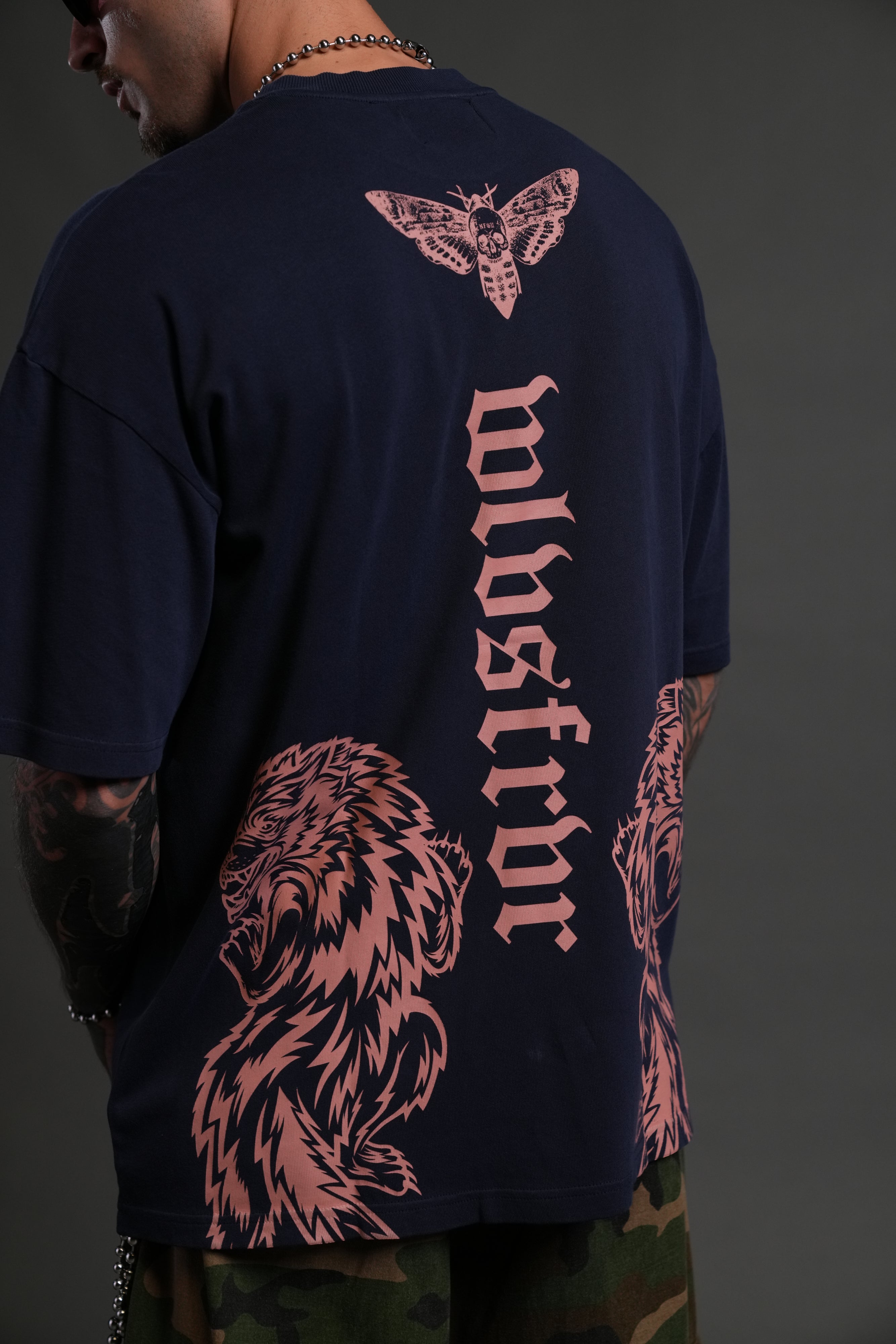 The Wolves & The Moth "Premium" Oversized Tee in Navy