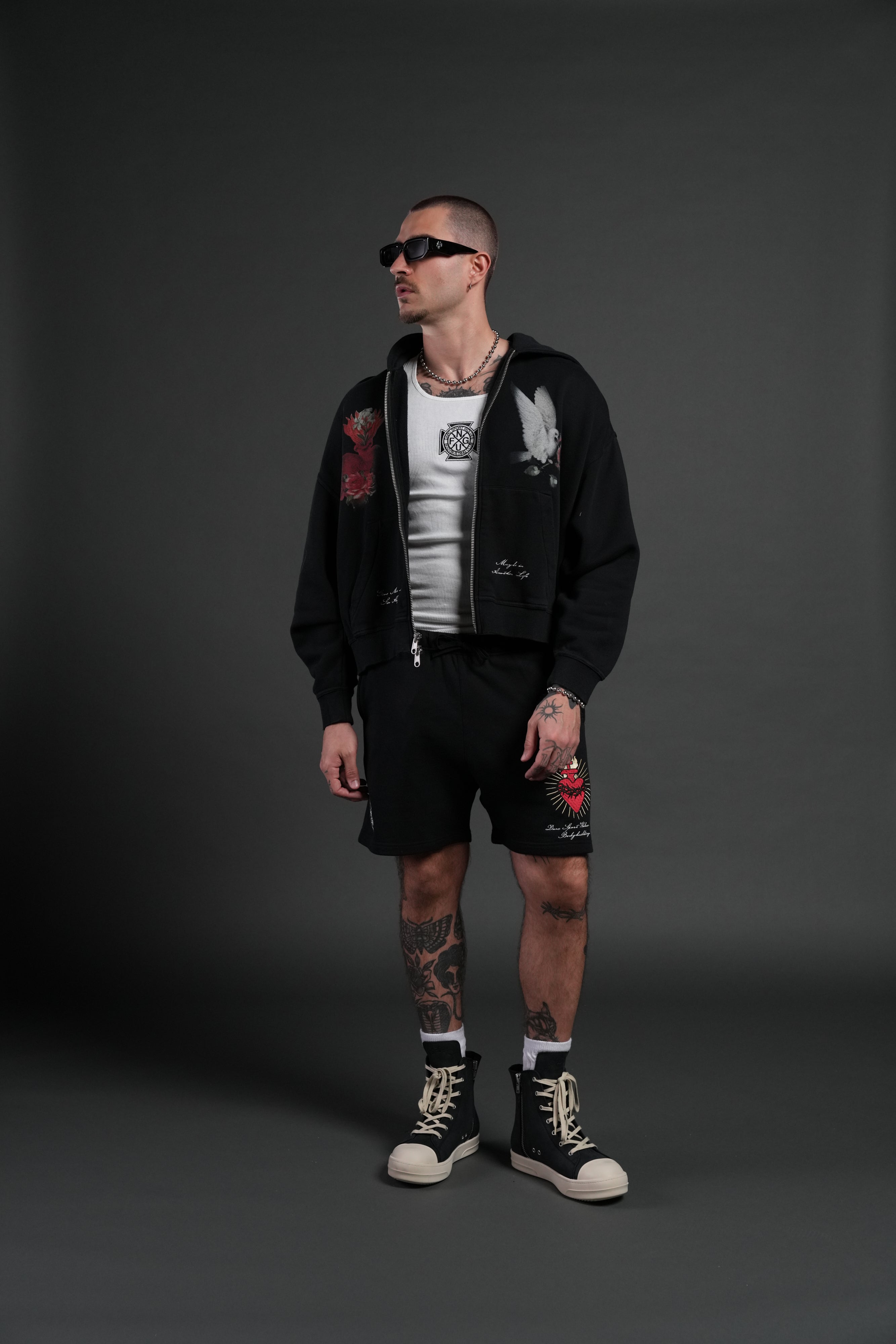 Doomed Love Vex Double Zip Hoodie in Black