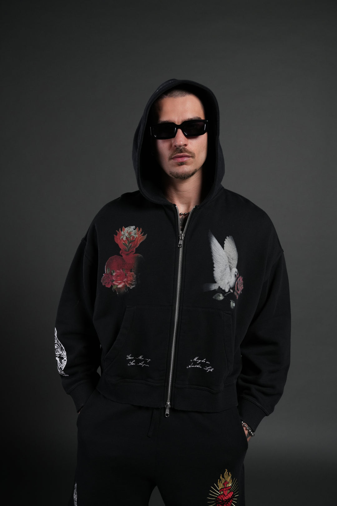 Doomed Love Vex Double Zip Hoodie in Black