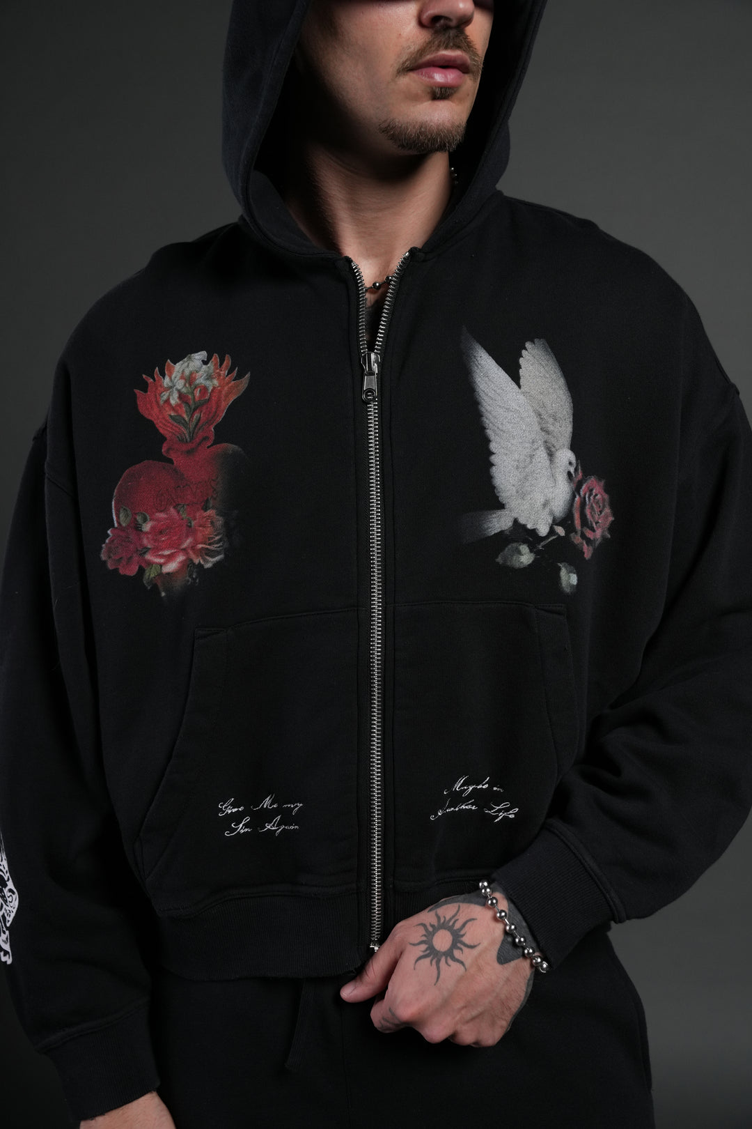 Doomed Love Vex Double Zip Hoodie in Black