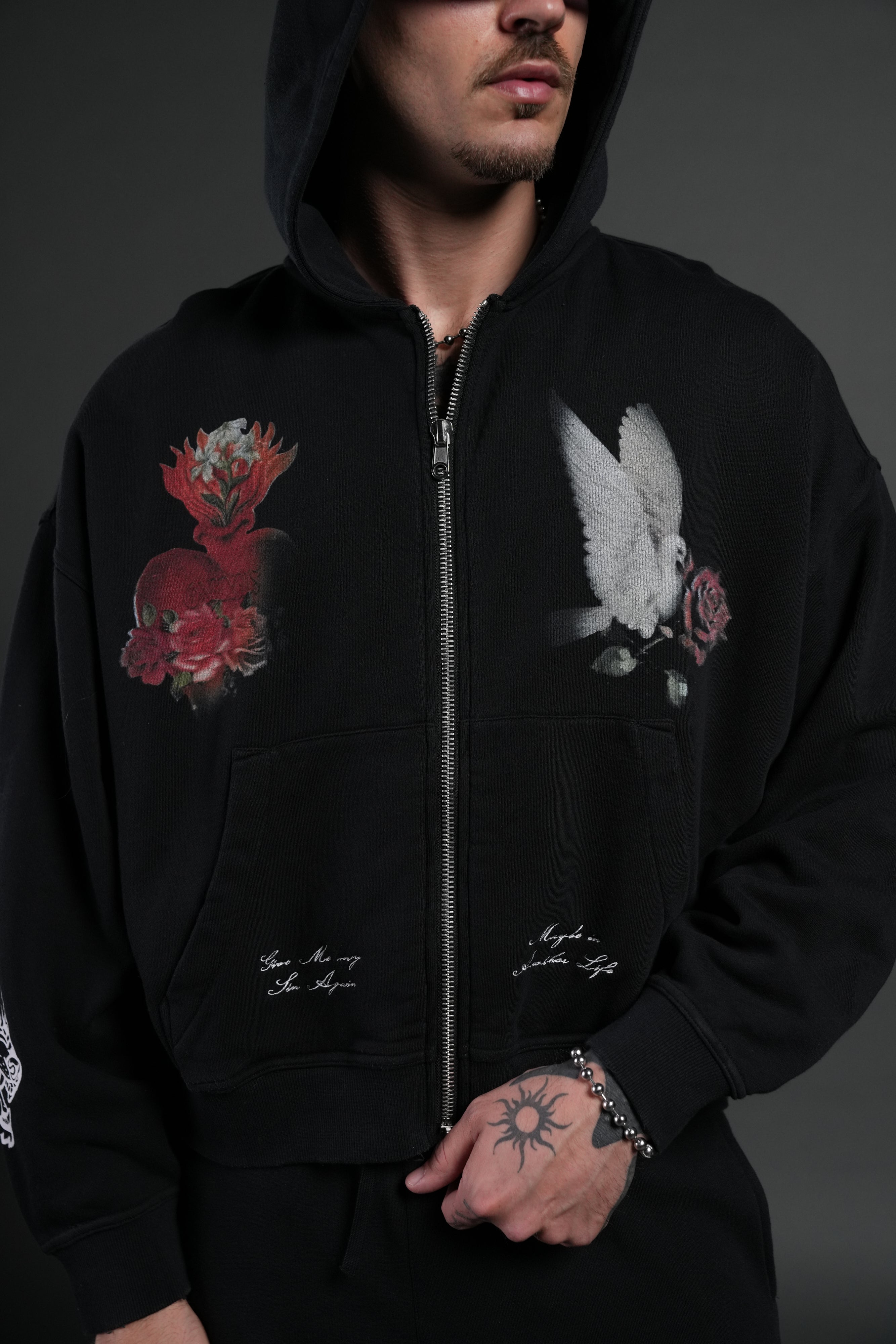 Doomed Love Vex Double Zip Hoodie in Black