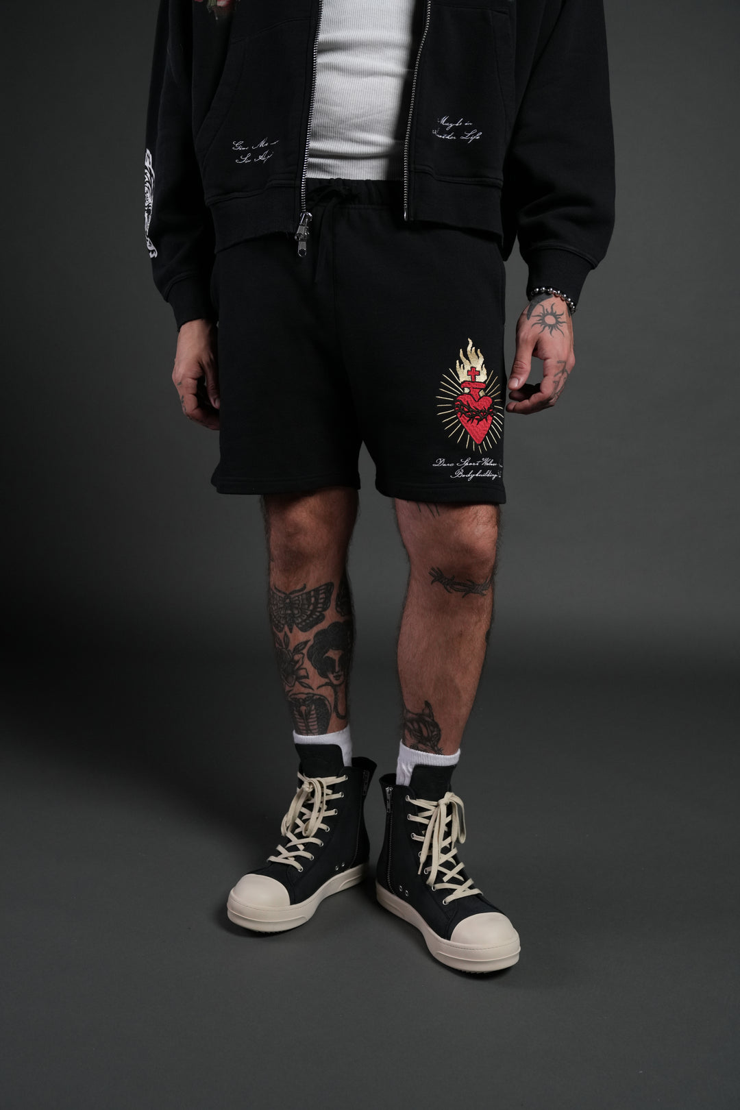 Doomed Love Post Lounge Sweat Shorts in Black