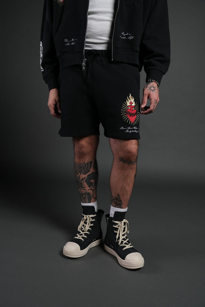 Doomed Love Post Lounge Sweat Shorts in Black