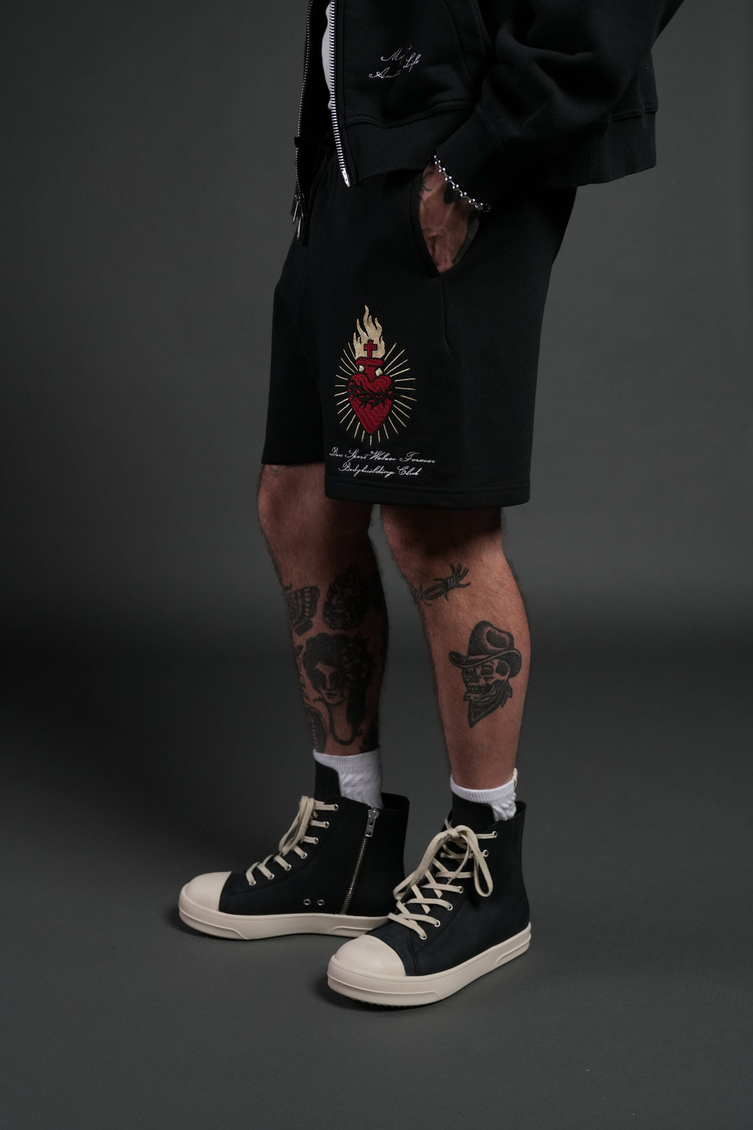 Doomed Love Post Lounge Sweat Shorts in Black