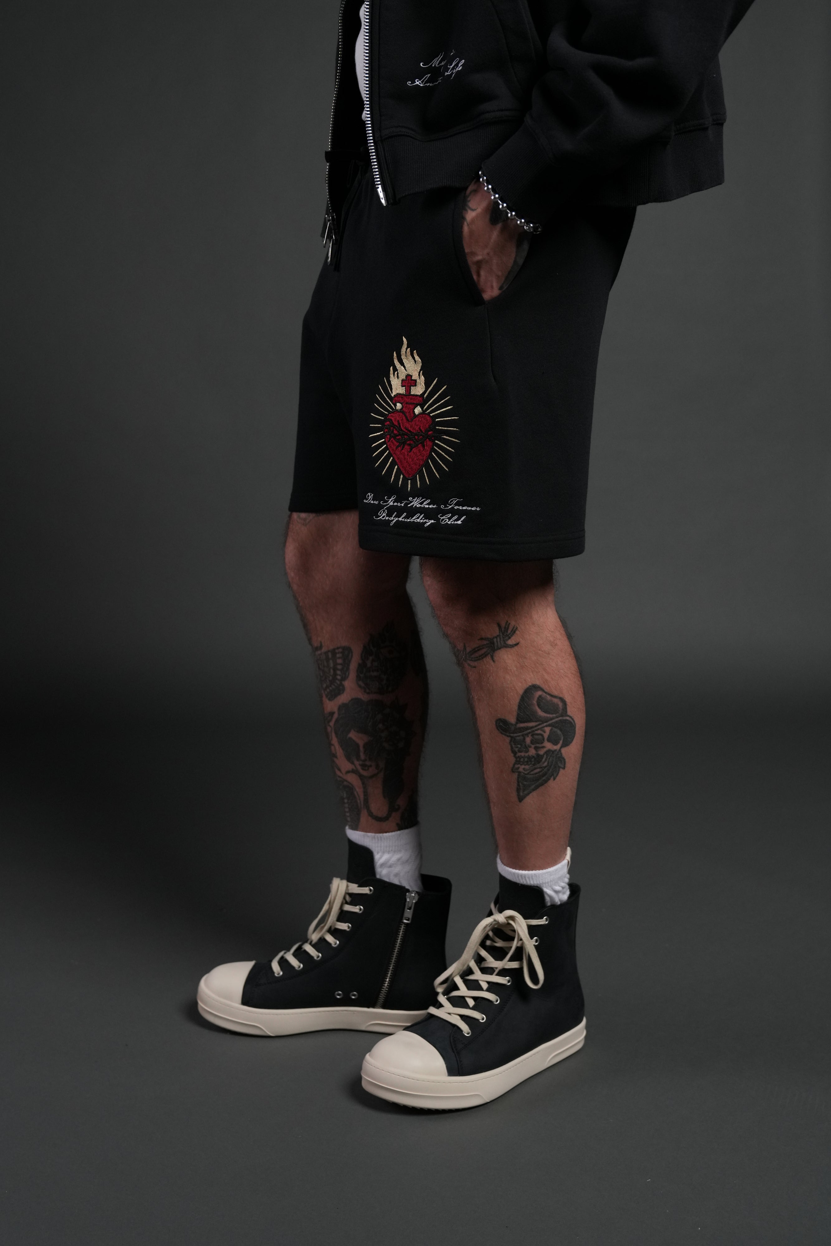 Doomed Love Post Lounge Sweat Shorts in Black