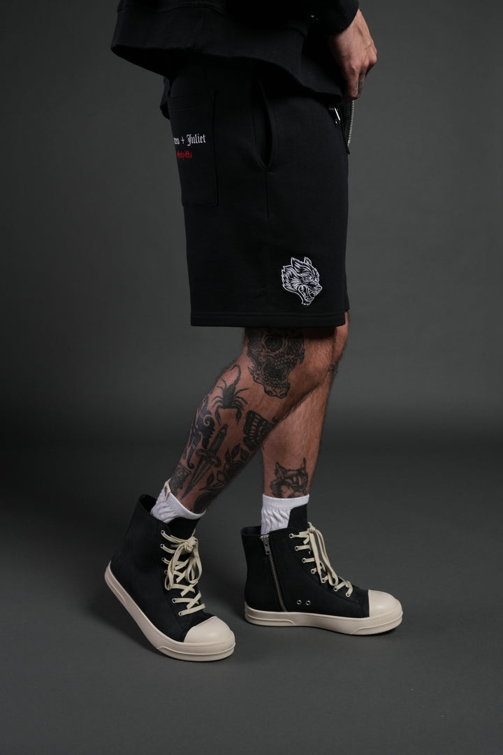 Doomed Love Post Lounge Sweat Shorts in Black