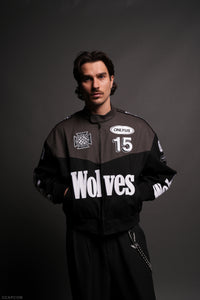 ONLYUS Gordon Unisex Racing Jacket in Wolf Gray/Black