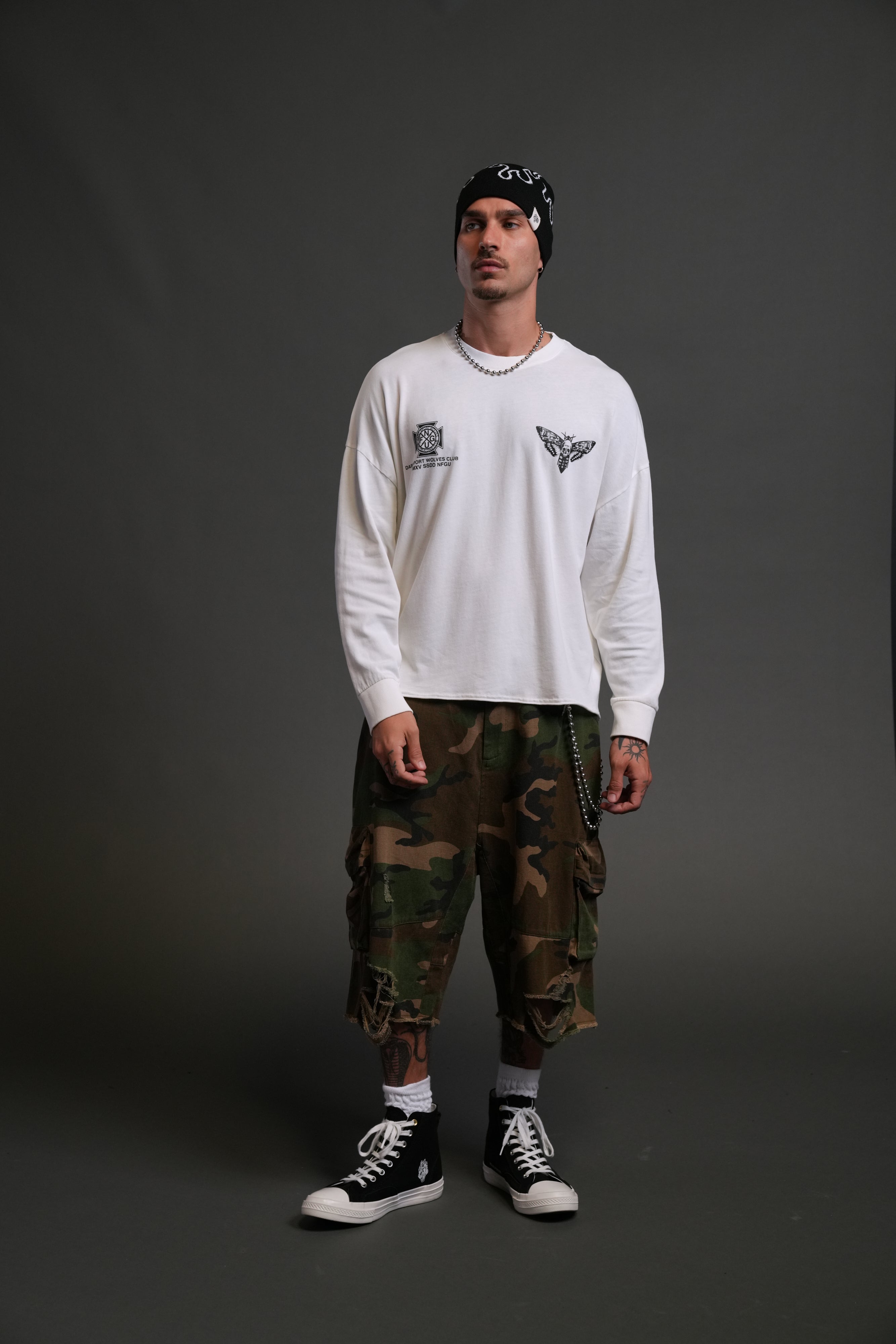 Wolves Tale "Box Cut" L/S Tee in Cream