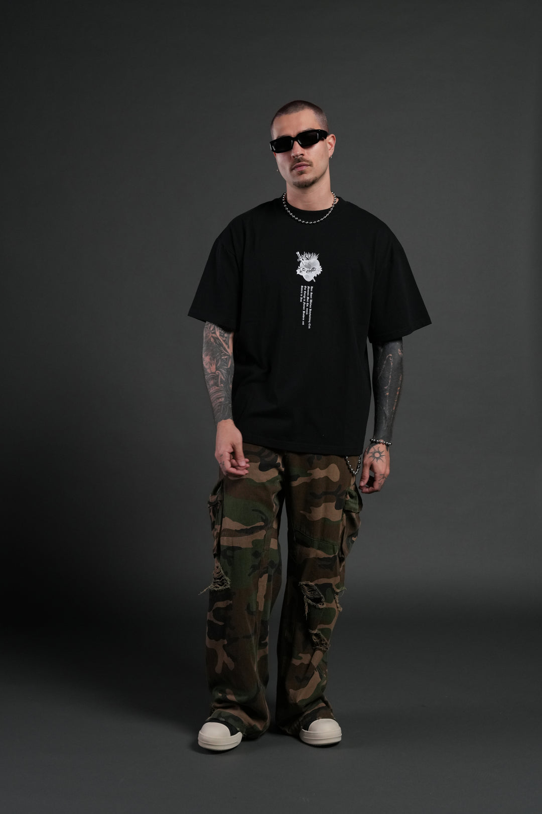 Sin Again Unisex Grunge Tee in Black